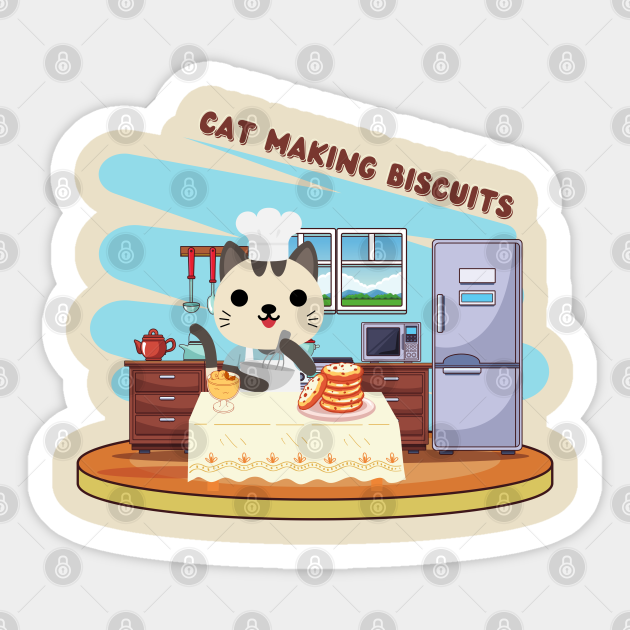 Cat Making Biscuits Cat Sticker TeePublic